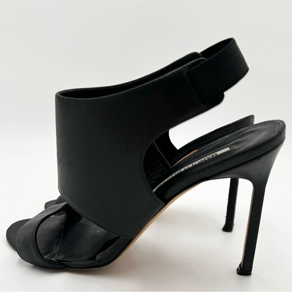 Manolo Blahnik Slingback Leather Peep Toe High Heels - Picture 8 of 14